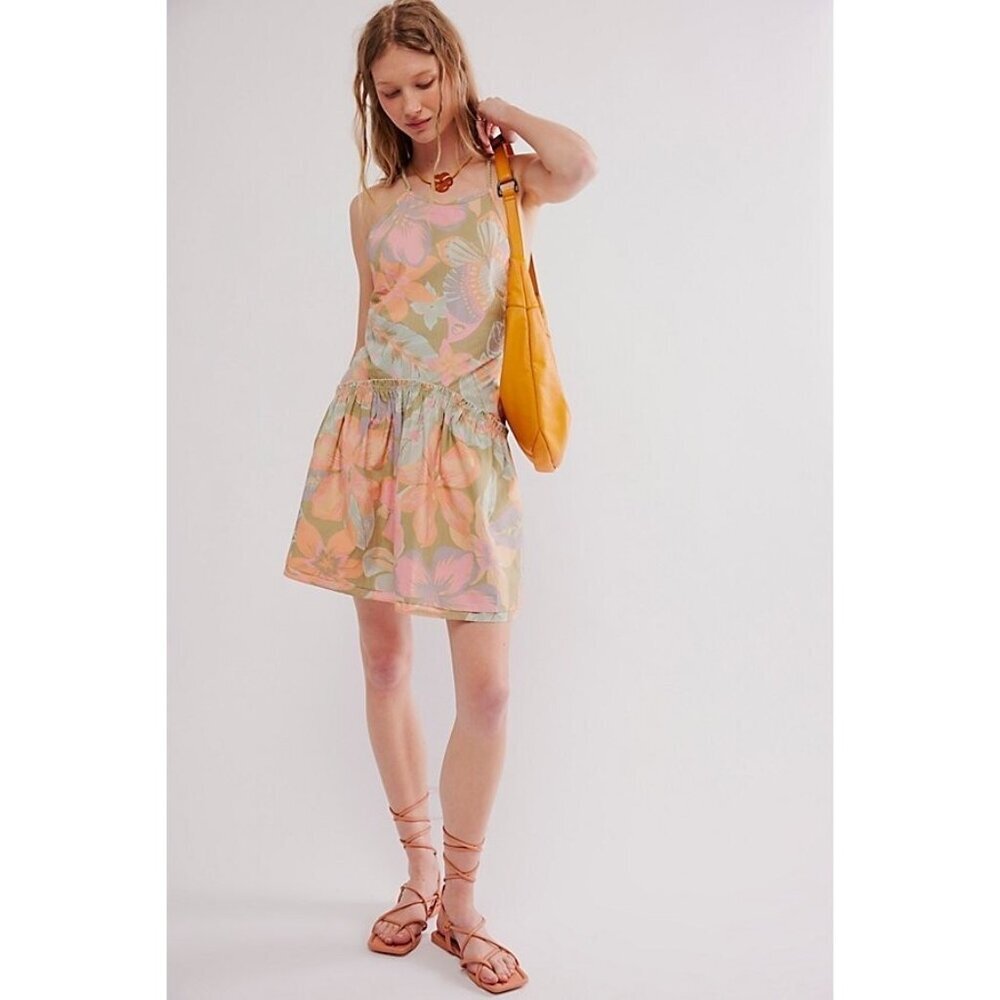 NEW FREE PEOPLE DESERTED ISLAND MINI DRESS IN RAINFOREST COMBO XSMALL